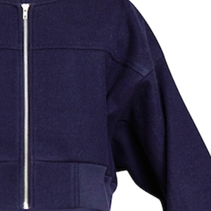 Chaqueta Bomber Corta Azul Marino con Mangas Fruncidas, Unisex, Casual, con Cierre, de Lana Sintética, Cuello en V, Puños y Dobladillo Impermeables - Product Image 2