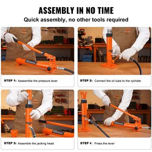 Kit di Riparazione Carrozzeria Porta Power da 12 Tonnellate con Cilindro Idraulico, Tubo Olio da 1,4 m (4,6 piedi) e Valigetta Portatile per Attrezzi Idraulici per Auto - Product Image 6