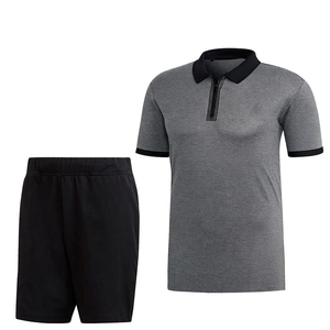 OEM Gray Polo Shirt With <b>Black</b> Trim Short Sleeve Moisture Wicking Summer Regular Fit Polyester Sport Top Tennis Uniform Low Moq - Product Image 1