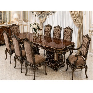 New Neapolitan Style Teak Wood Dining Set Classic Brown 8-Seater Dining <b>Table</b> <b>Chairs</b> Durable <b>Foldable</b> Customizable Dining Room - Product Image 1