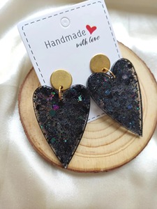 Handmade Heart Resin Earrings With Gold <b>Discs</b> Valentine's Day Fashion Jewelry Exquisite Design <b>Plastic</b> Material - Product Image 2