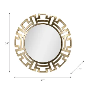 Miroir mural circulaire plaqué or, design géométrique abstrait, style Art Déco, décoration intérieure, salon, chambre, entrée, miroir d'appoint - Product Image 3