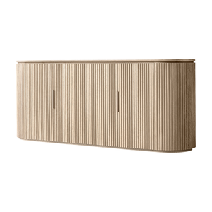 Contemporary Minimalist <b>Sideboard</b> Solid Teak Wood Rounded Fluted Cabinet Spacious <b>Storage</b> Premium Furniture Dining Room - Product Image 3