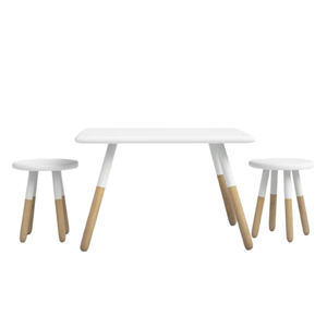 ชุดโต๊ะและเก้าอี้สำหรับเด็ก3ชิ้นทำจากไม้สีขาวทันสมัยออกแบบตามหลักการยศาสตร์สำหรับโรงเรียนอนุบาลห้องนั่งเล่นห้องเด็กเล่น - Product Image 2
