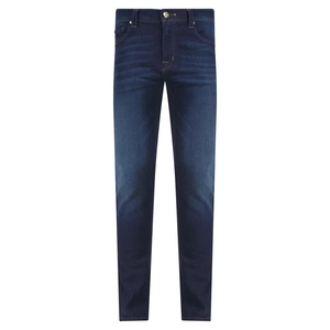 Jeans slim fit à jambe droite personnalisés pour hommes, pantalon en denim slim fit, couleur unie, poches zippées, jeans décontractés pour hommes - Product Image 6