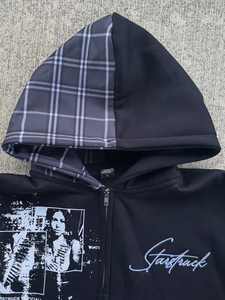 Sweat-shirts à capuche zippés élégants avec logo personnalisé imprimé, en coton respirant épais, nouveau design unique, sweats à capuche avec patch en flanelle - Product Image 6