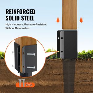 4-Pack Fence <b>Post</b> Anchor Ground <b>Spike</b> 36 X 4 X 4 Inches Outer Diameter 3.5 X 3.5 Inches Inner Diameter Metal Black Powder - Product Image 5