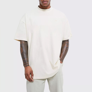 Custom Design Solid Hip Hop Casual Oversized T-Shirt Men Polyester/Cotton Knitted 220g Eco-Friendly Breathable Anti-Wrinkle - Product Image 1