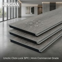 Plancher en vinyle SPC écologique JINGDA, imperméable, antidérapant, auto-adhésif, gris foncé, design moderne, pour cuisine.