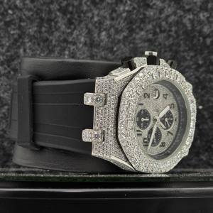 Reloj Cronógrafo de Lujo con Diamantes Moissanite VVS, Mecánico, con Correa de Acero Inoxidable y Goma, Estilo Hip Hop, Resistente al Agua, para Hombre - Product Image 2