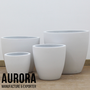 Ensemble de pots à fleurs Aurora minimalistes en béton écologique avec trou de drainage, blancs, pour plantes d'intérieur, décoration de la maison - Product Image 1