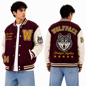 Chaqueta Bomber Varsity con Cierre Completo y Parches Personalizados para Ropa Urbana y Equipos, Ropa Deportiva de Marca Privada, Prenda Exterior Duradera - Product Image 4