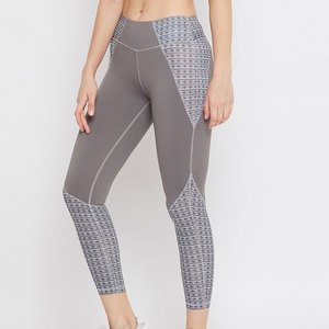 Leggings de Yoga de Cintura Alta con Estampado Geométrico, Largo hasta la Pantorrilla, Spandex y Poliéster, Elásticos en Cuatro Direcciones, Diseño con Costuras en Contraste - Product Image 3