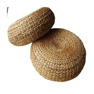 Hot Natural Straw Round Pouf Tatami Floor Cushion Weave Handmade <b>Pillow</b> Meditation Woven Natural <b>Water</b> Hyacinth Round Ottoman - Product Image 1