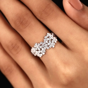 Anillo de compromiso de lujo con diamantes de laboratorio de corte redondo, estilo vintage, de oro de 14K con múltiples piedras, diseño para fiesta y boda - Product Image 6