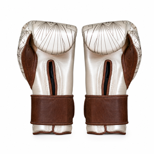Cleto Reyes <b>White</b> Brown FINITO LOPEZ <b>Boxing</b> <b>Gloves</b> With Full Finger Hook And Loop Closure Professional For Adults - Product Image 2