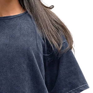 Camiseta Oversize de Mujer Estilo Vintage Lavado, Ajuste Holgado, Manga Corta, Cuello Redondo, Estilo Urbano, Lisa, Top de Moda 100% Algodón para Verano - Product Image 4