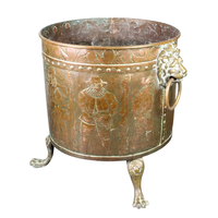 Pot de fleurs vintage en cuivre, pot en métal sur pied avec poignées, pour décoration de véranda style cottage chic, décoration de jardin, design moderne