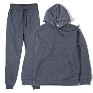 Ensemble deux pièces automne-hiver en molleton 100 % coton, confortable et décontracté, avec cordon de serrage, respirant - Product Image 3