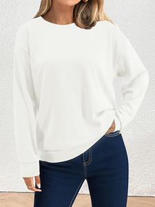 Sweat-shirt court à manches longues et col rond pour femme, coupe décontractée et ample, idéal pour l'entraînement, vente en gros - Product Image 4