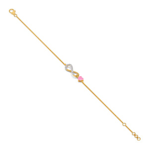 Romantic Diamond <b>Infinity</b> Pink Heart Chain <b>Bracelet</b> - Product Image 4