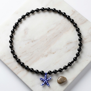 Black Beaded Starfish Charm <b>Bracelet</b> Trendy Unisex Round <b>Bead</b> Sea Inspired Gift - Product Image 3