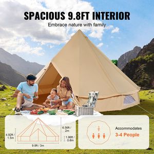 Tenda a Campana in Tela per 4 Stagioni, 3 M/9,8 Piedi, Yurt Traspirante con Foro per Stufa, per 4 Persone, Adatta per 8-12 Persone - Product Image 4