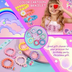 Braccialetti con perline arcobaleno e ciondoli a forma di unicorno, farfalla e coniglietto, gioielli colorati, bomboniere per feste per bambine, articoli da regalare in cestino - Product Image 2