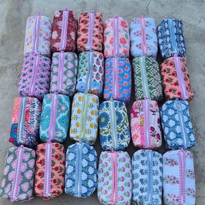 Bohemian Toiletry Bag Floral Cotton Cosmetic Bag Zipper Closure Multi-Function Travel <b>Makeup</b> Pouch Medium Size Embroidered - Product Image 6