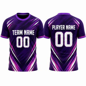 Maillot de football personnalisé imprimé par sublimation, motif géométrique bleu, vert, orange, col en V, respirant, anti-transpiration, coupe ajustée - Product Image 3