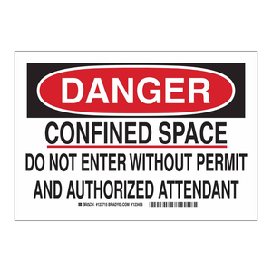 Señal de Advertencia de Entrada a Espacios Confinados Brady Danger, PVC/Aluminio, para Seguridad Industrial en Fábricas - Product Image 3