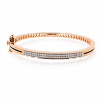 Brazalete Infantil de Oro Rosa de 18K con Diamantes de Corte Brillante, Joyería Fina Clásica de Alto Brillo para Niñas, Uso Diario, Regalo para Fiestas y Bodas