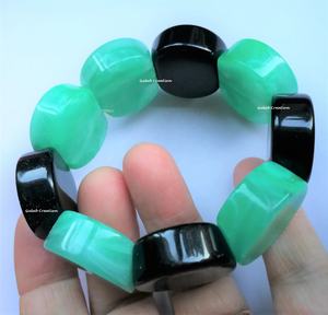 Double Tone Round Resin Bead Stretch 20mm Wide <b>Fashion</b> Multi-Layer Lightweight Casting Jewelry <b>Bracelet</b> - Product Image 1