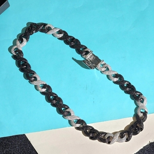 สร้อยคิวบาลิงค์แบบฝังเพชรโมอิสซาไนต์สีดำ VVS ขนาด 12 มม. สไตล์ฮิปฮอป เครื่องประดับเงินแท้ 925 ดีไซน์หรูหรา - Product Image 5