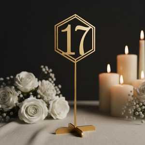 <b>Table</b> <b>Numbers</b> - Wedding <b>Table</b> <b>Numbers</b> - Hexagon <b>table</b> <b>numbers</b> -Gold <b>table</b> <b>numbers</b> - Product Image 1