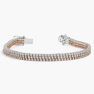 Pulsera de tenis de lujo para mujer con diamantes naturales de corte brillante redondo de cuatro puntas en oro blanco - Product Image 3