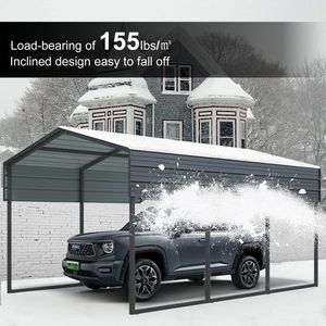 Heavy Duty 10 X 15 FT Galvanized Steel Carport Outdoor <b>Large</b> Garage with Canopy Roof <b>Frame</b> Metal Carport Canopy & Garage - Product Image 4