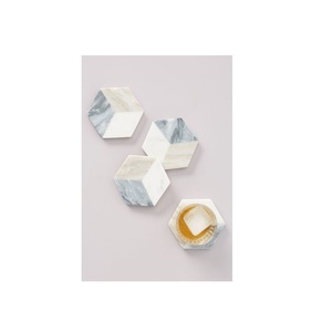 Luxury round marble <b>coaster</b> <b>set</b> for cocktail bar accessories and upscale hospitality interior decoration projects - Product Image 4