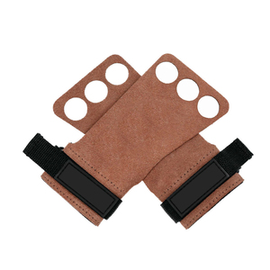 Agarraderas de Cuero Marrón Ajustables para Levantamiento de Pesas con Soporte para Muñeca, Correas de Gimnasio de 3 Dedos, Agarraderas para Entrenamiento de Fuerza - Product Image 5