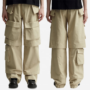 Pantalones Cargo Convertibles 2 en 1 para Hombre, con Múltiples Bolsillos, Pierna Ancha, Shorts Desmontables, Estilo Urbano, Color Caqui, Pantalones Holgados, Venta al Por Mayor - Product Image 3