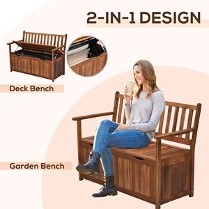 "Teak Deck <b>Box</b> with 41 Gallon Storage Capacity and PE Lining <b>for</b> <b>Garden</b> <b>Tools</b>" - Product Image 4