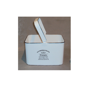 Caja de Pan Vintage de Sheffield Village, Rectangular, de Metal Blanco, con Estampado de Estilo Rústico Inglés, Recipiente Decorativo para Cocina - Product Image 6