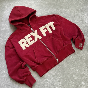 เสื้อฮู้ดซิป Rex Fit Sports แบบสั่งทำพิเศษ ผ้าฝ้ายสำหรับเล่นกีฬา พร้อมบริการออกแบบตามสั่ง OEM เสื้อฮู้ดผู้ชาย - Product Image 1