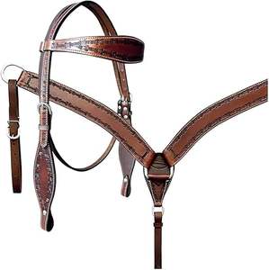 Brida de cuero para caballo de carreras estilo Western, acabado mate duradero con herrajes de latón, precio muy razonable - Product Image 1