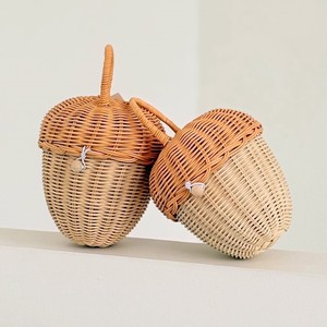 Cesta de almacenamiento en forma de bellota, juego de bolsas de mimbre natural para bebés, cestas de juguetes a bajo precio para niños, venta al por mayor. - Product Image 6