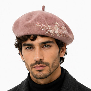 Merino Wool <b>Beret</b> Hat Comfortable Felt Fashion Hat with Fine Embroidery for Daily Wear Holiday and Outdoor Use - Product Image 3