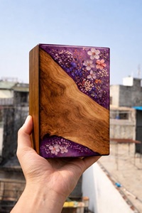 <b>Pet</b> Dried Flower Resin & Wooden Memorial Urn for <b>Ashes</b> Eco-Friendly Personalized Keepsake <b>Box</b> - Product Image 2