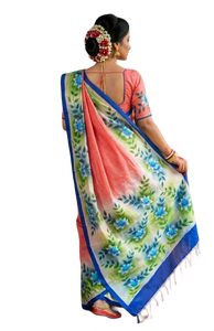 Sari imprimé Bishnupuri en soie pure pour femmes, Inde, Pakistan, Bangladesh, sari traditionnel - Product Image 2