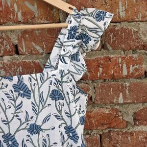 Romantique Boho indien coton robe main bloc imprimé tuniques florales avec encolure carrée décontracté longue conception sans manches - Product Image 1