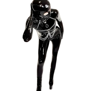 Mono negro sin mangas para mujer, de cintura alta, largo completo, elástico, ajustado al cuerpo, estilo clubwear, sexy, tipo skinny - Product Image 4